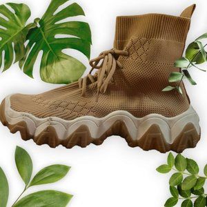 Platform Tan Sock Sneakers sz41 US 9.5